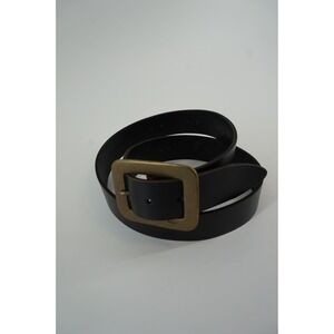 Lauren Ralph Lauren Studded Leather Belt Western Boho Brass Buckle Black L